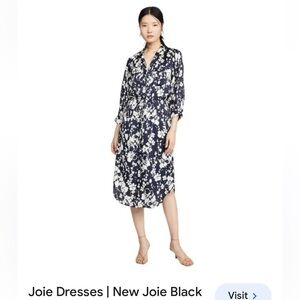 JOIE BLACK WHITE EMMALYN BUTTON DOWN MIDI SHIRTDRESS XXS